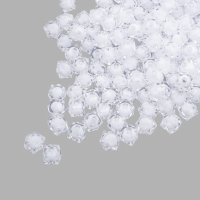 Бусины пластиковые, акрил, в цвете с белой сердцевиной, граненый куб, 10мм, 500гр, Astra&Craft (прозрачный)