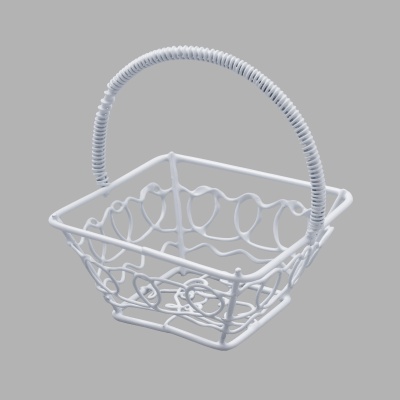 AF05 Корзинка витая металлическая квадратная, 7*6см (белый)