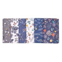 PAT06-01 Набор тканей 'Цветочный принт' серо-голубой (100% хлопок), 50*50см, 6шт/упак, Astra&Craft