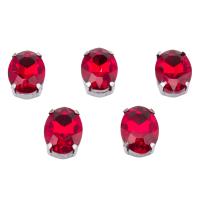 ОЦ005НН1014 Хрустальные стразы в цапах овальной формы, красный 10х14 мм, 5 шт.