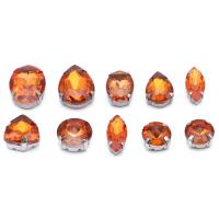 МФ-17 Хрустальные стразы в металлических цапах, форма страз: МИКС, оранжевый, 10шт/упак