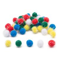 Помпоны с блестками 'Цвета радуги', 15мм, 5 цветов, 50шт, Astra&Craft