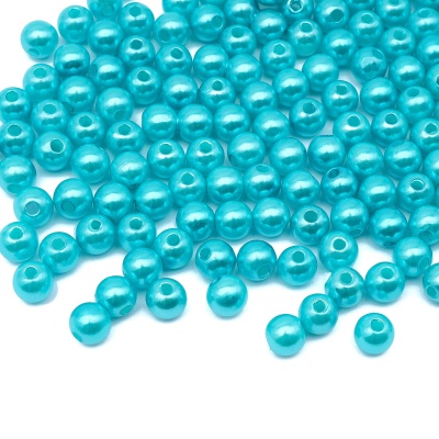 MH.КР.06 Бусины пластиковые, 'жемчуг', цветные, круглые, 6мм, 25гр, Astra&Craft (MH.КР.06.099.02 яр.бирюзовый)