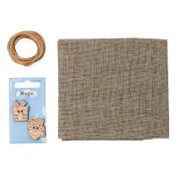 Рогожка 48*45 см с атласным шнуром 1 м, цвет натуральный, в подарок деревянные пуговицы