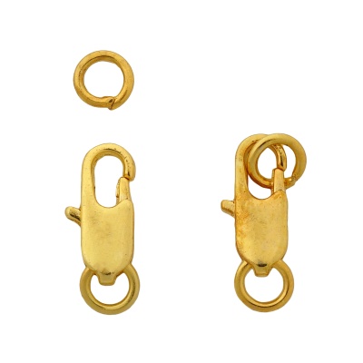 4AR238 Замок для бус карабин с кольцами 12мм, 5шт/упак, Astra&Craft (Золото)