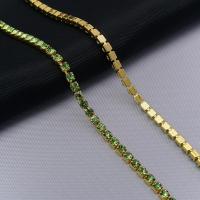 ЦС009ЗЦ2 Стразовые цепочки (золото), цвет: зеленый, размер 2 мм, 30 см/упак.