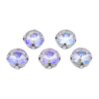 РЦ003НН10 Хрустальные стразы в цапах круглой формы, белый c внутренним AB покрытием 10 мм, 5 шт, Astra&Craft