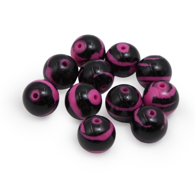 Бусины пластиковые, 'Мрамор', цветные, круглые, 16мм, 11шт/упак, Astra&Craft (2-16 розовый/черный)