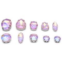 МФ-31 Хрустальные стразы в металлических цапах, форма страз: МИКС, розовый с AB покрытием, 10шт/упак.