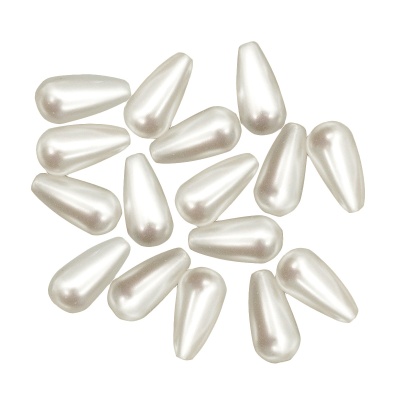 3302 Бусины пластиковые, 'жемчуг', белые, капля, 16*8мм, 48шт/упак, Astra&Craft (белый)