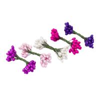 Тычинки для искусственных цветов на проволоке 0,5*6см, 50гр +/- 3гр, 5 цветов, розово-фиолетовый микс