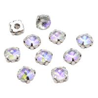 РЦ003НН8 Хрустальные стразы в цапах круглой формы, белый c внутренним AB покрытием 8 мм, 10 шт, Astra&Craft
