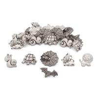 Набор декоративных пуговиц 'Зверята', серебро, 24 шт