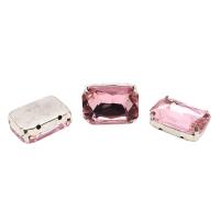 ПЦ005НН1318 Хрустальные стразы в цапах прямоугольные (серебро) светло-розовый 13*18мм, 3шт/упак Astra&Craft