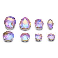 МФ-33 Хрустальные стразы в металлических цапах, форма страз: МИКС, желтый с AB покрытием, 10шт/упак