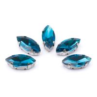 МЦ020НН715 Хрустальные стразы в цапах формы 'миндаль', лазурный 7х15 мм, 5 шт.