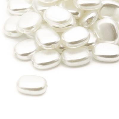 2272 Бусины пластиковые, 'жемчуг', белые, овал, 13*11*5мм, 50шт/упак , Astra&Craft (белый)