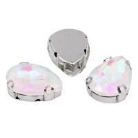 АЦ002НН1318 Хрустальные стразы в цапах формы 'капля', белый с покрытием AB 13х18 мм, 3 шт.
