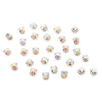 СЦ001ДС44 Хрустальные стразы в цапах круглые (серебро) белый (с покрытием), 4 мм, 29-30 шт/упак