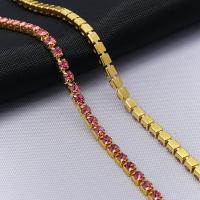 ЦС006ЗЦ2 Стразовые цепочки (золото), цвет: розовый, размер 2 мм, 30 см/упак.