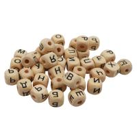 Бусины деревянные, с буквами Рус. алфавит, неокрашенные, куб, 10*10мм, 44гр, 100шт/упак, Astra&Craft