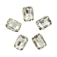 ПЦ001НН1014 Хрустальные стразы в цапах прямоугольные (золото) белый 10*14мм, 5шт/упак Astra&Craft