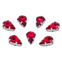 АЦ007НН610 Хрустальные стразы в цапах формы 'капля', красный, 6х10мм, 7шт