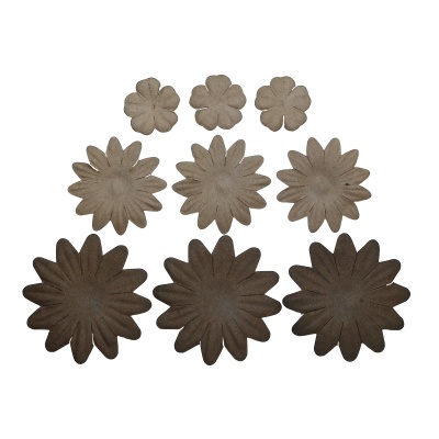 Набор принтованных бумажных цветочков 20мм, 35мм, 50мм 60шт 27444 (27449 коричневый)
