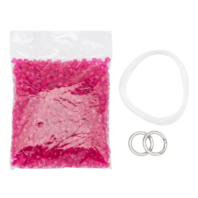 Набор для плетения сумки из акрил. бусин в цвете, граненый куб, 10мм, Astra&Craft