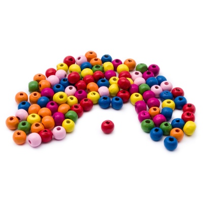 4AR396 Бусины деревянные, цветной микс, круглые, 8мм, 18гр, 100шт/упак, Astra&Craft (Яркий микс)