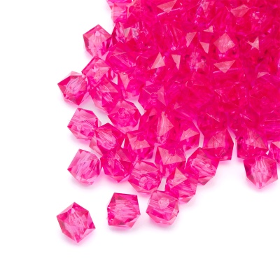 Бусины пластиковые, акрил, прозрач. в цвете, граненый куб, 10мм, 500гр, Astra&Craft (606 фуксия)