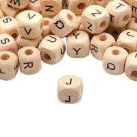 Бусины деревянные, с буквами Англ. алфавит, неокрашенные, куб, 10*10мм, 50гр, 96шт/упак, Astra&Craft