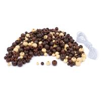 Набор деревянных бусин со шнуром, натуральный микс, 4,6,8,10мм, 50гр, Astra&Craft