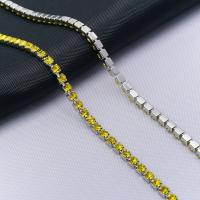 ЦС008СЦ2 Стразовые цепочки (серебро), цвет: желтый, размер 2 мм, 30 см/упак.