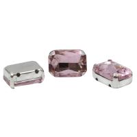 ПЦ005НН1014 Хрустальные стразы в цапах прямоугольные (серебро) светло-розовый 10*14мм, 5шт/упак Astra&Craft