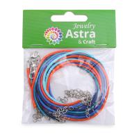 Набор вощенных шнуров с карабином для кулонов и подвесок 45см d-2мм 6шт