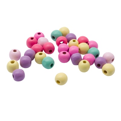 4AR399 Бусины деревянные, цветной микс, круглые, 12мм, 18гр, 30шт/упак, Astra&Craft (Светлый микс)