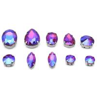 МФ-29 Хрустальные стразы в металлических цапах, форма страз: МИКС, янтарный с AB покрытием, 10шт/упак