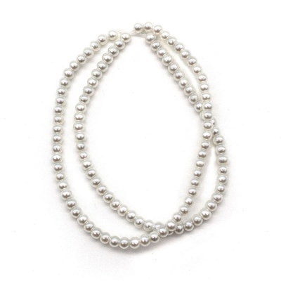 Бусины стеклянные на нитке, 4 мм, длина 40 см, Astra&Craft (SA-01 белый жемчуг)