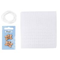 Рогожка 48*45 см с атласным шнуром 1 м, цвет белый, в подарок деревянные пуговицы