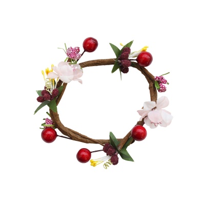 MH1-157 Декор для свечей 'Цветы и ягоды', D7.5x2.5см, 1шт, Astra&Craft (F64 бордо)