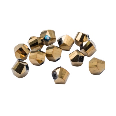 11335 Бусины стеклянные, гальваника, граненые, спираль, 10мм, 12шт/упак (3-золото)