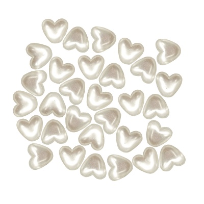 2534 Бусины пластиковые, 'жемчуг', белые, сердце, 10*11мм, 62шт/упак, Astra&Craft (белый)