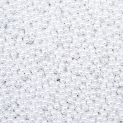 (7708333) Бусины круглые, пластик, 5мм, 500гр (001 NL белый)
