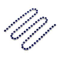 ЦС005СЦ3 Стразовые цепочки (серебро), цвет: сапфир, размер 3 мм, 30 см/упак.