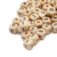 Бусины деревянные, с цифрами, неокрашеные, куб, 10*10мм, 15гр, 96шт/упак, Astra&Craft