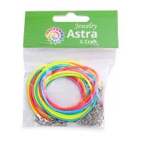 65236 Набор вощеных шнурков для кулонов и подвесок с замком 45см, d-2мм, 6шт, неоновый