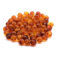 5716 Бусины пластиковые, 'янтарь', с продольными бороздками круглые, 8мм, 20гр, Astra&Craft