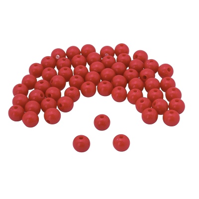 Бусины пластиковые, глянцевые, цветные, круглые, 8мм, 15гр, 50(+/-3)шт/упак, Astra&Craft (37# красный)