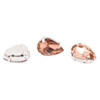 АЦ018НН1014 Хрустальные стразы в цапах формы 'капля', персиковый 10х14, 5 шт.